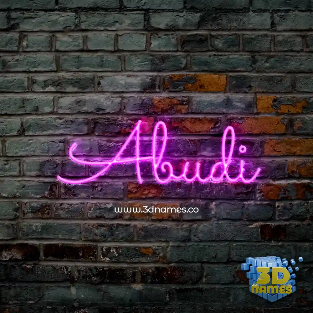 abudi in Pink Neon style - 3D name wallpaper
