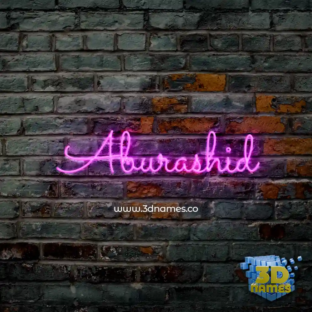 aburashid in Pink Neon style - 3D name wallpaper