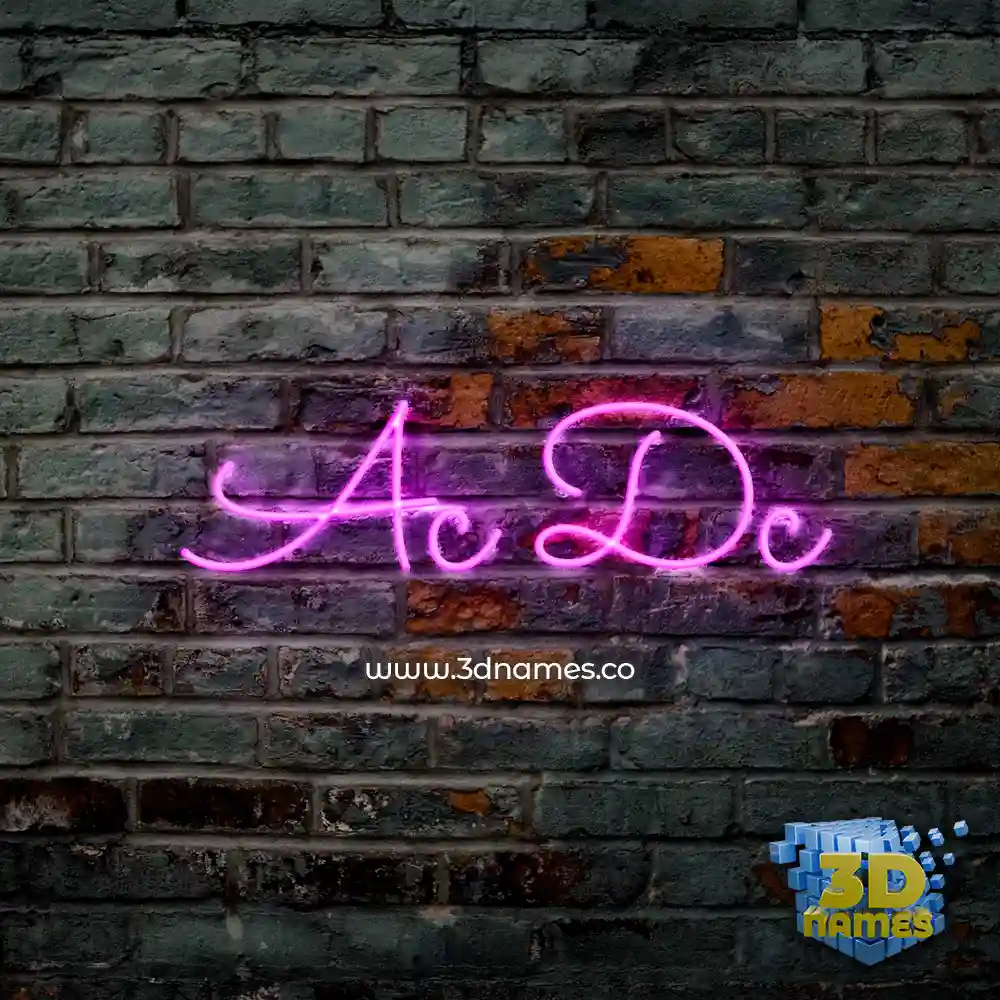 ac dc in Pink Neon style - 3D name wallpaper