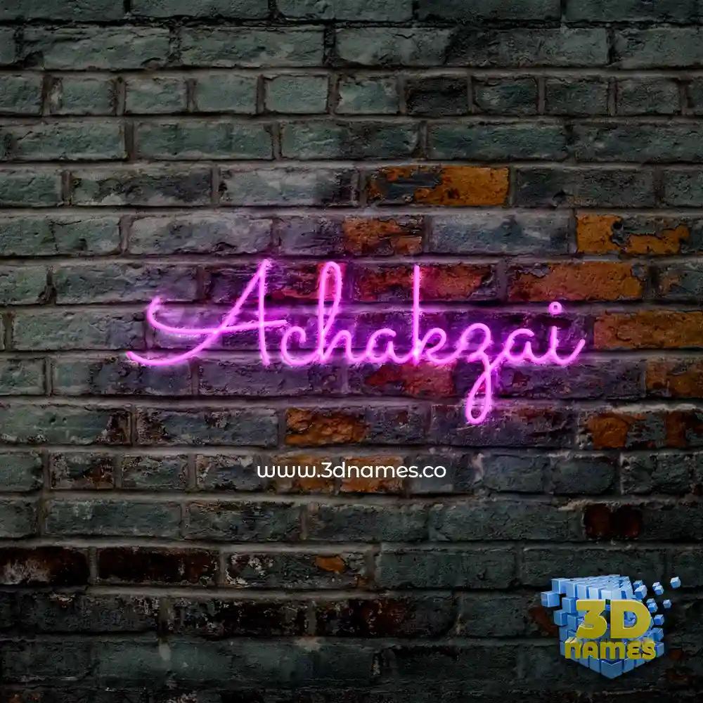 achakzai in Pink Neon style - 3D name wallpaper