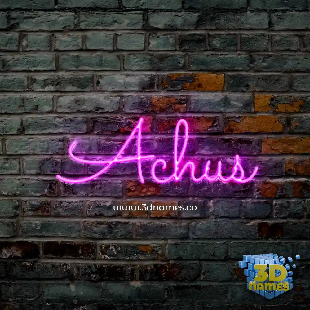 achus in Pink Neon style - 3D name wallpaper