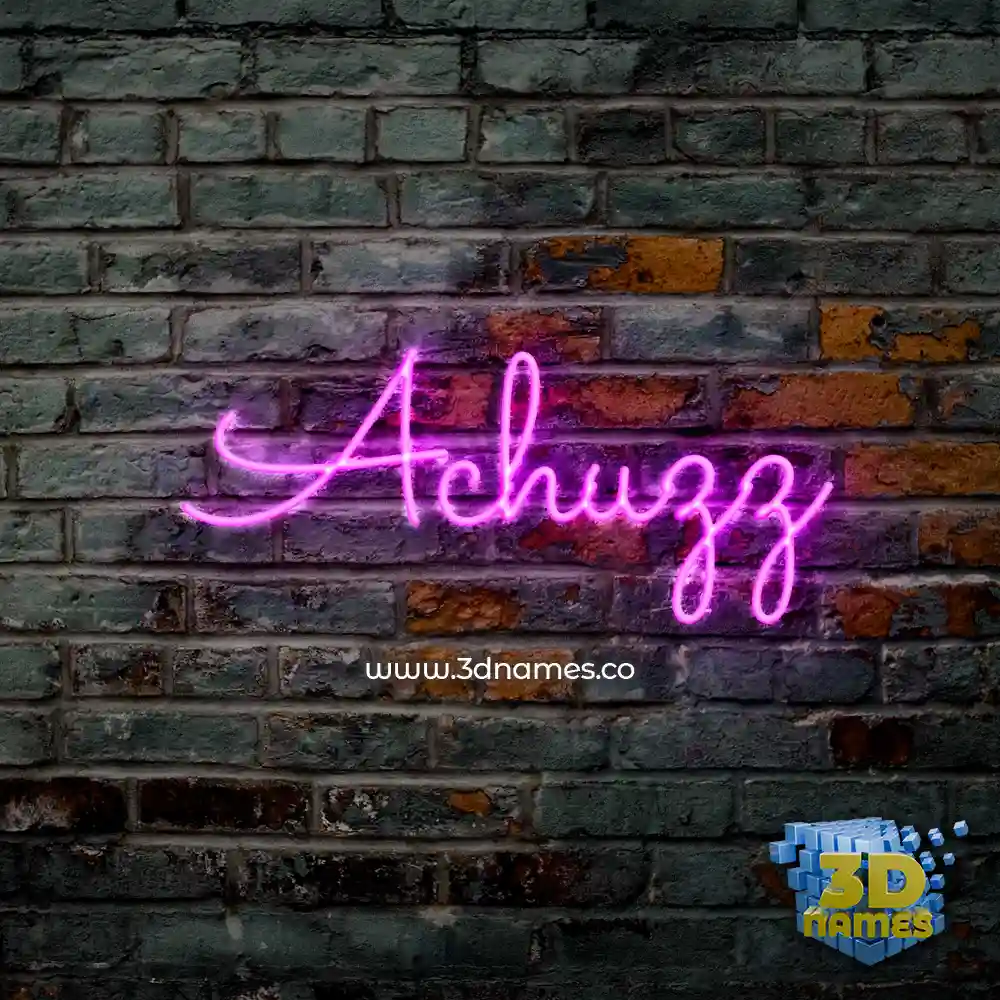 achuzz in Pink Neon style - 3D name wallpaper