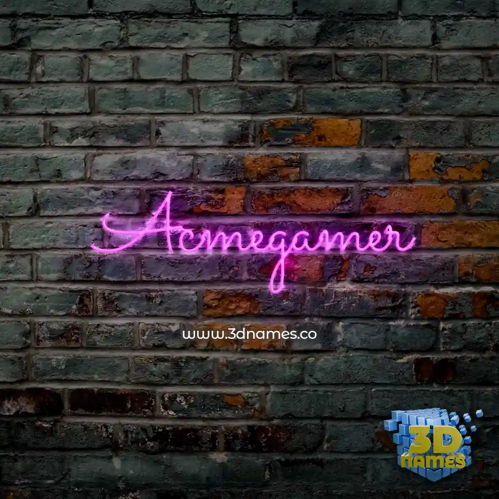 acmegamer in Pink Neon style - 3D name wallpaper