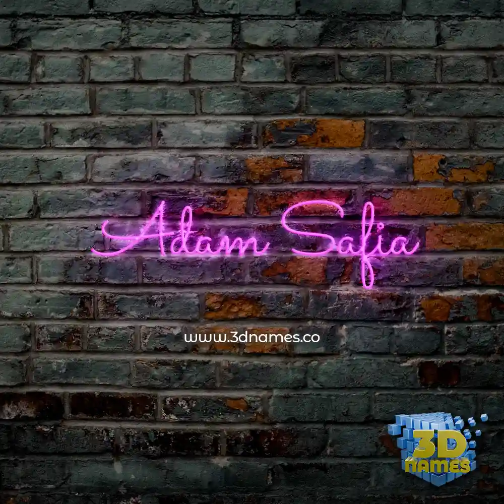 adam safia in Pink Neon style - 3D name wallpaper
