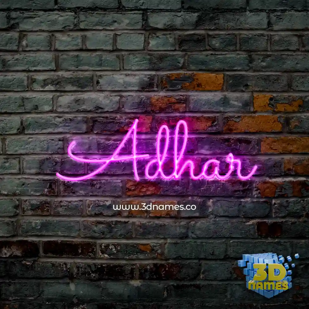 adhar in Pink Neon style - 3D name wallpaper