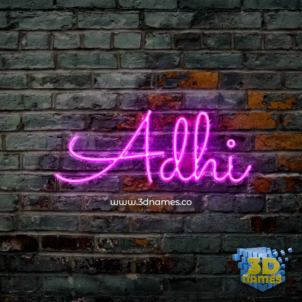 adhi in Pink Neon style - 3D name wallpaper
