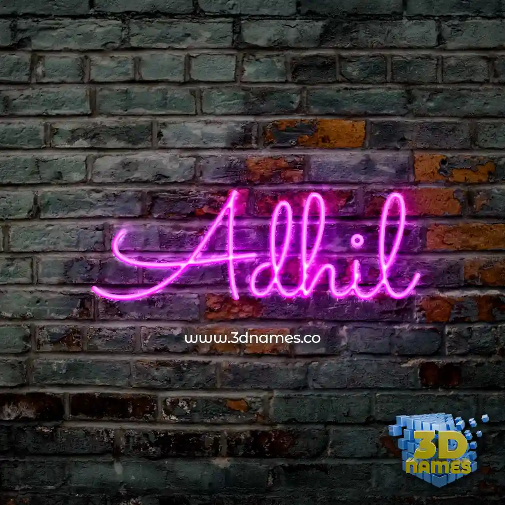 adhil in Pink Neon style - 3D name wallpaper