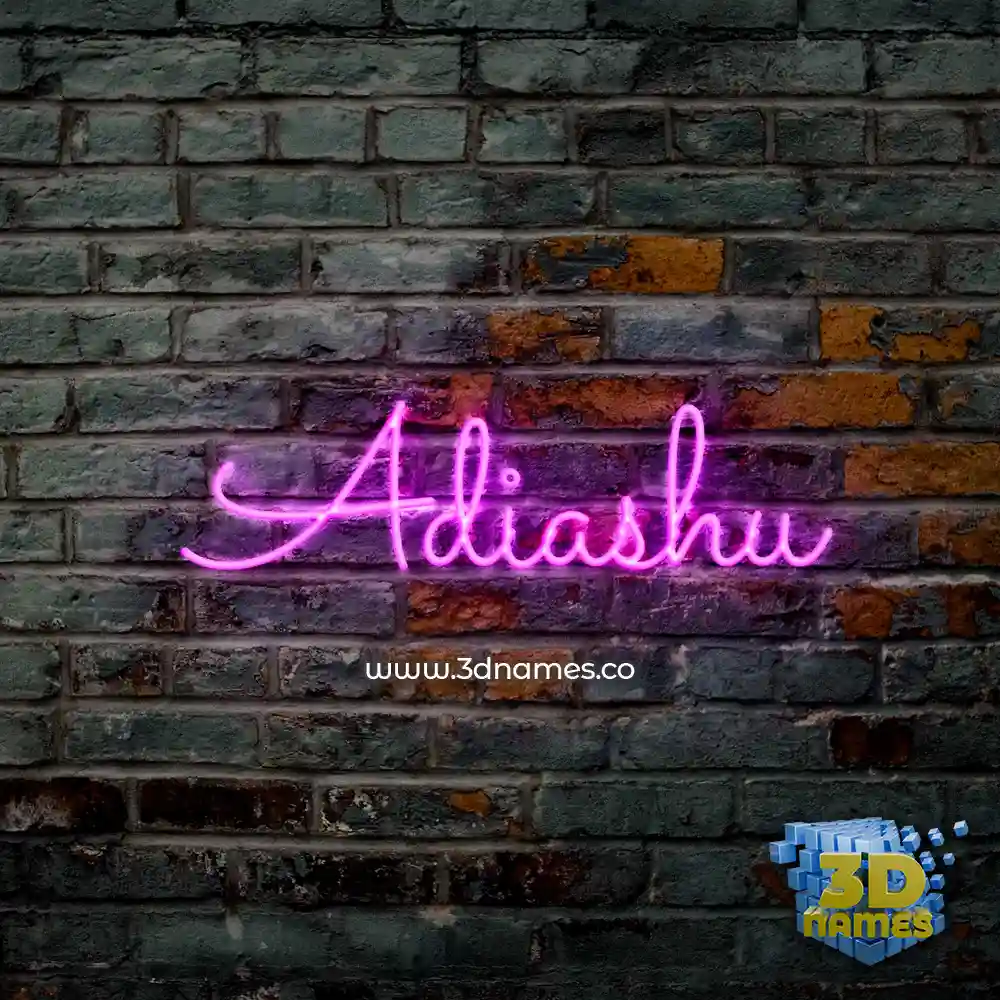 adiashu in Pink Neon style - 3D name wallpaper
