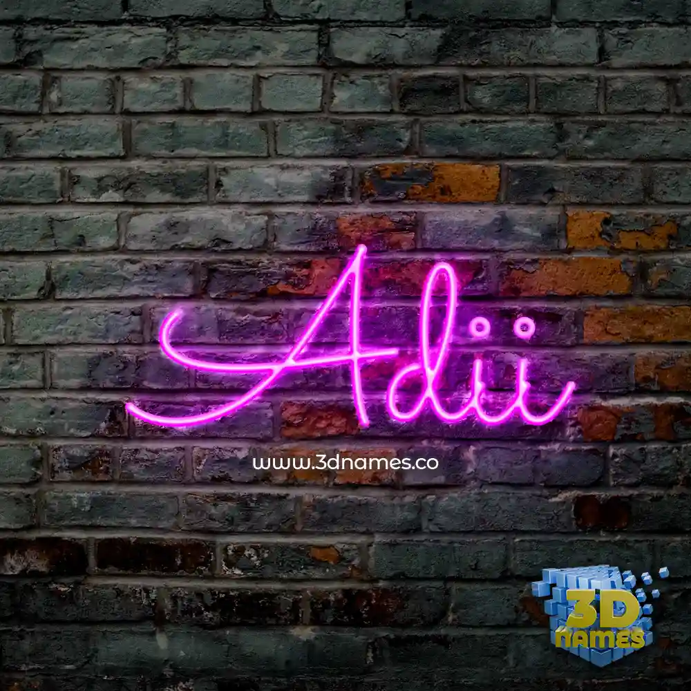 adii in Pink Neon style - 3D name wallpaper