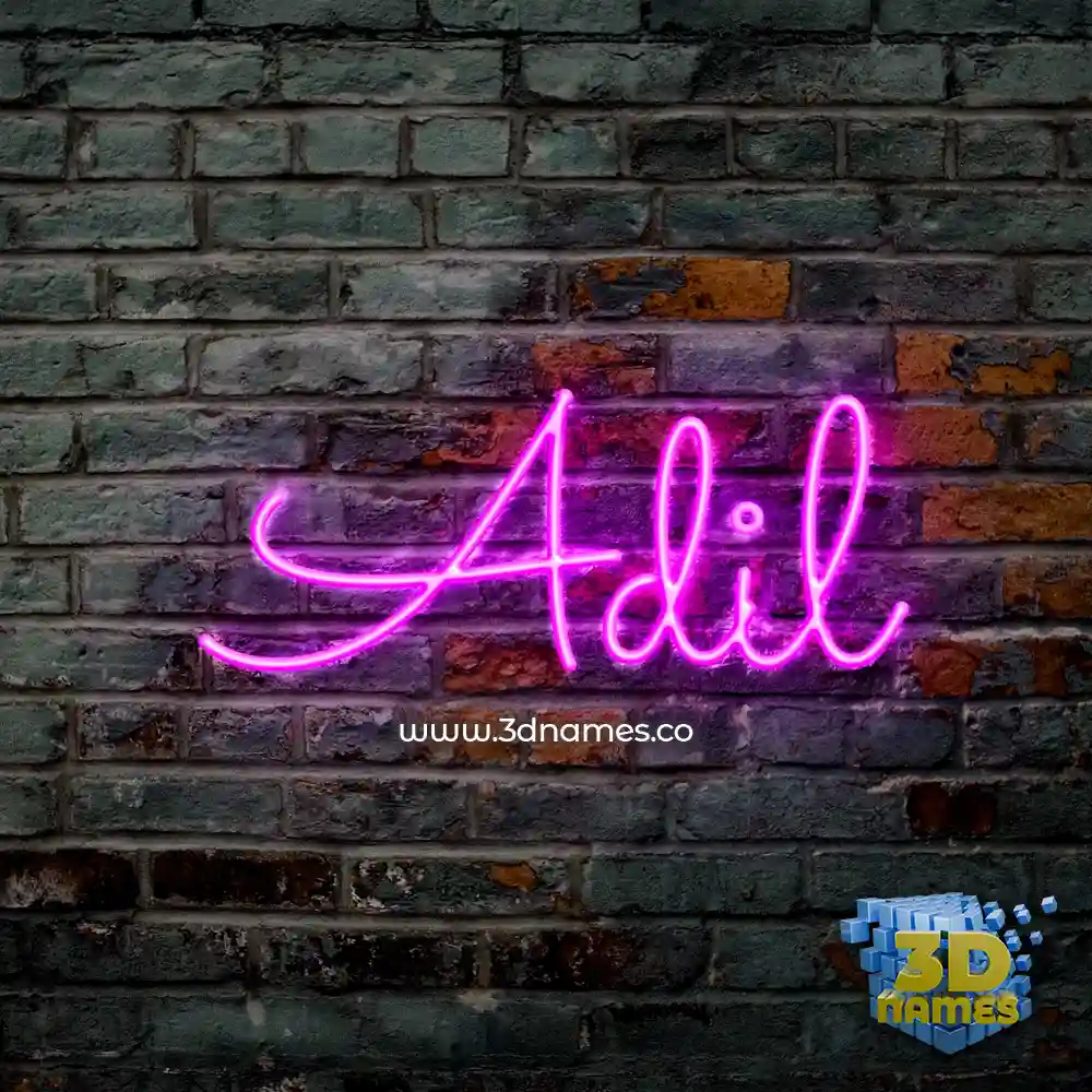 adil in Pink Neon style - 3D name wallpaper