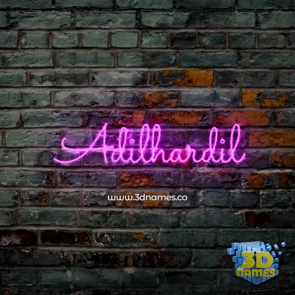 adilhardil in Pink Neon style - 3D name wallpaper