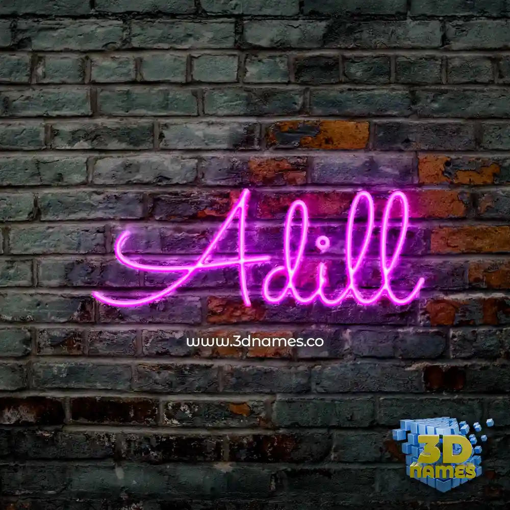 adill in Pink Neon style - 3D name wallpaper