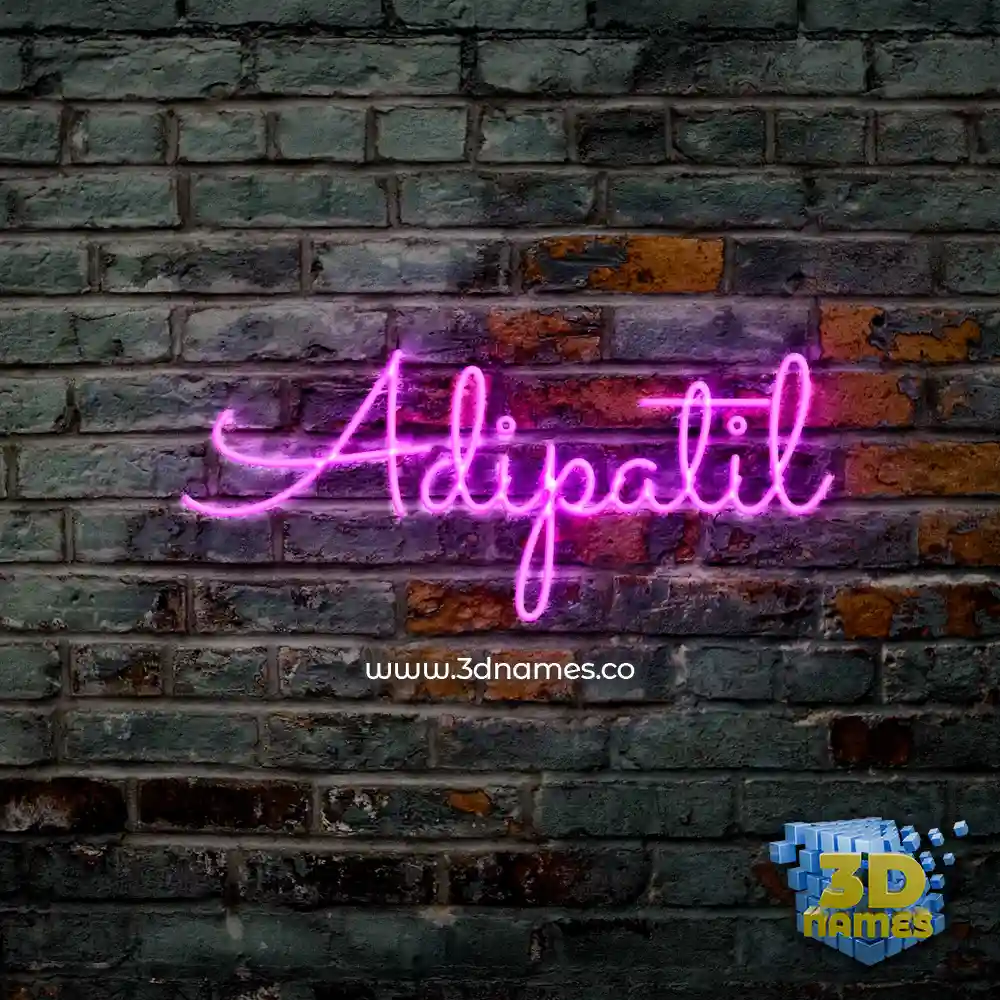 adipatil in Pink Neon style - 3D name wallpaper