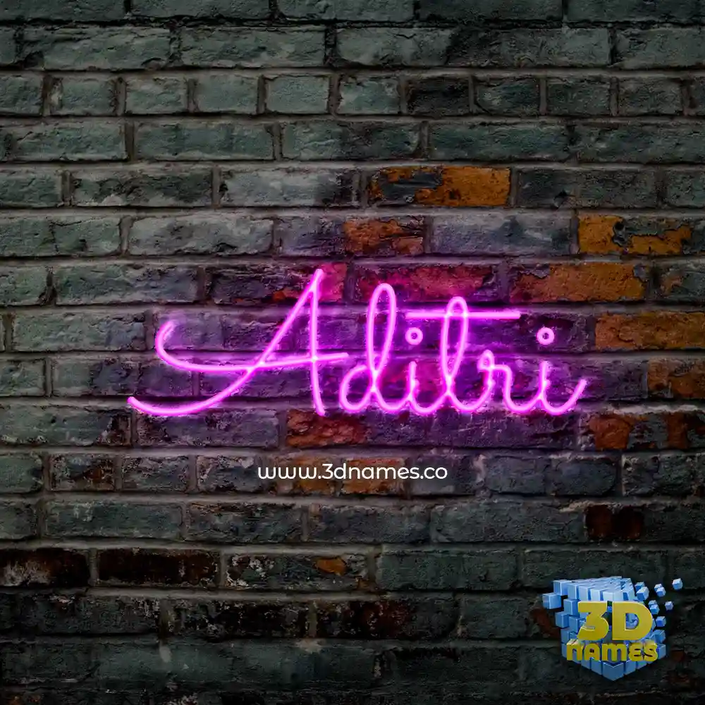 aditri in Pink Neon style - 3D name wallpaper