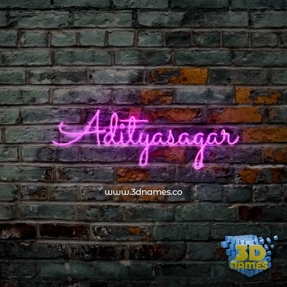 adityasagar in Pink Neon style - 3D name wallpaper