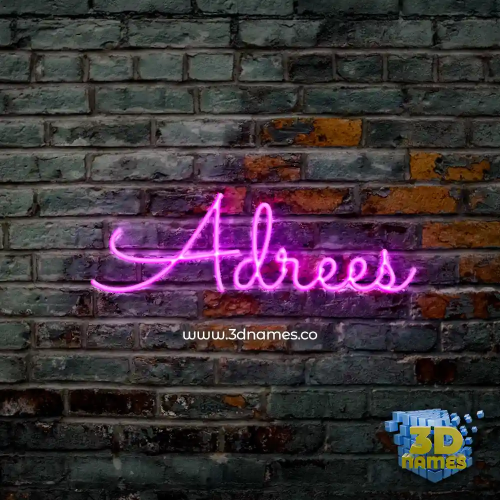 adrees in Pink Neon style - 3D name wallpaper