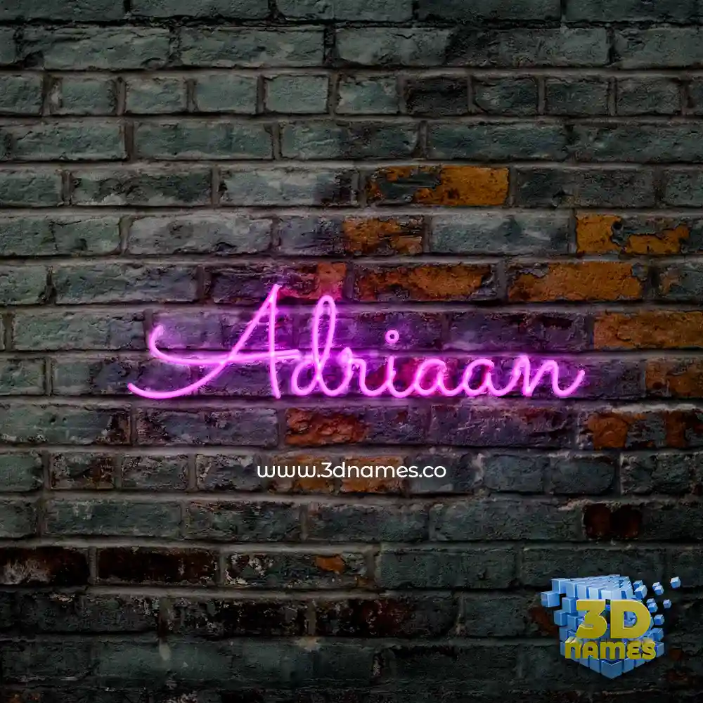 adriaan in Pink Neon style - 3D name wallpaper
