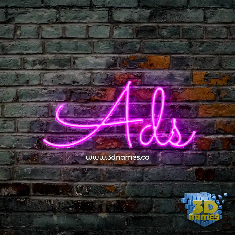 ads in Pink Neon style - 3D name wallpaper