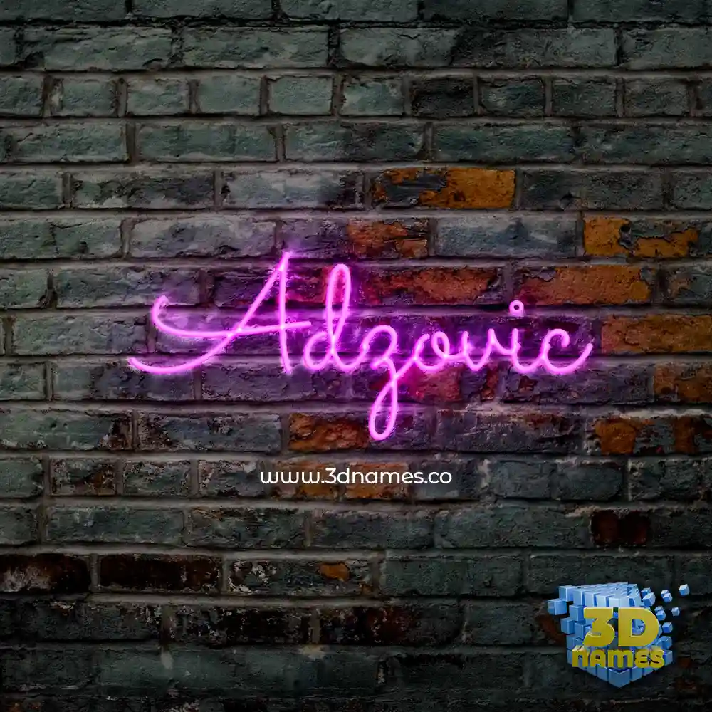 adzovic in Pink Neon style - 3D name wallpaper