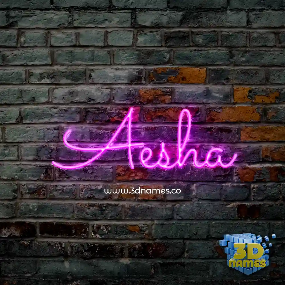 aesha in Pink Neon style - 3D name wallpaper