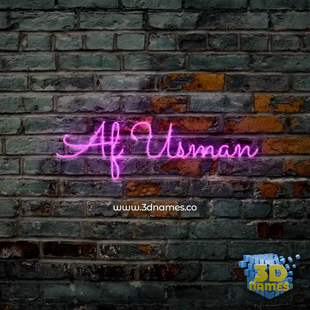 af usman in Pink Neon style - 3D name wallpaper