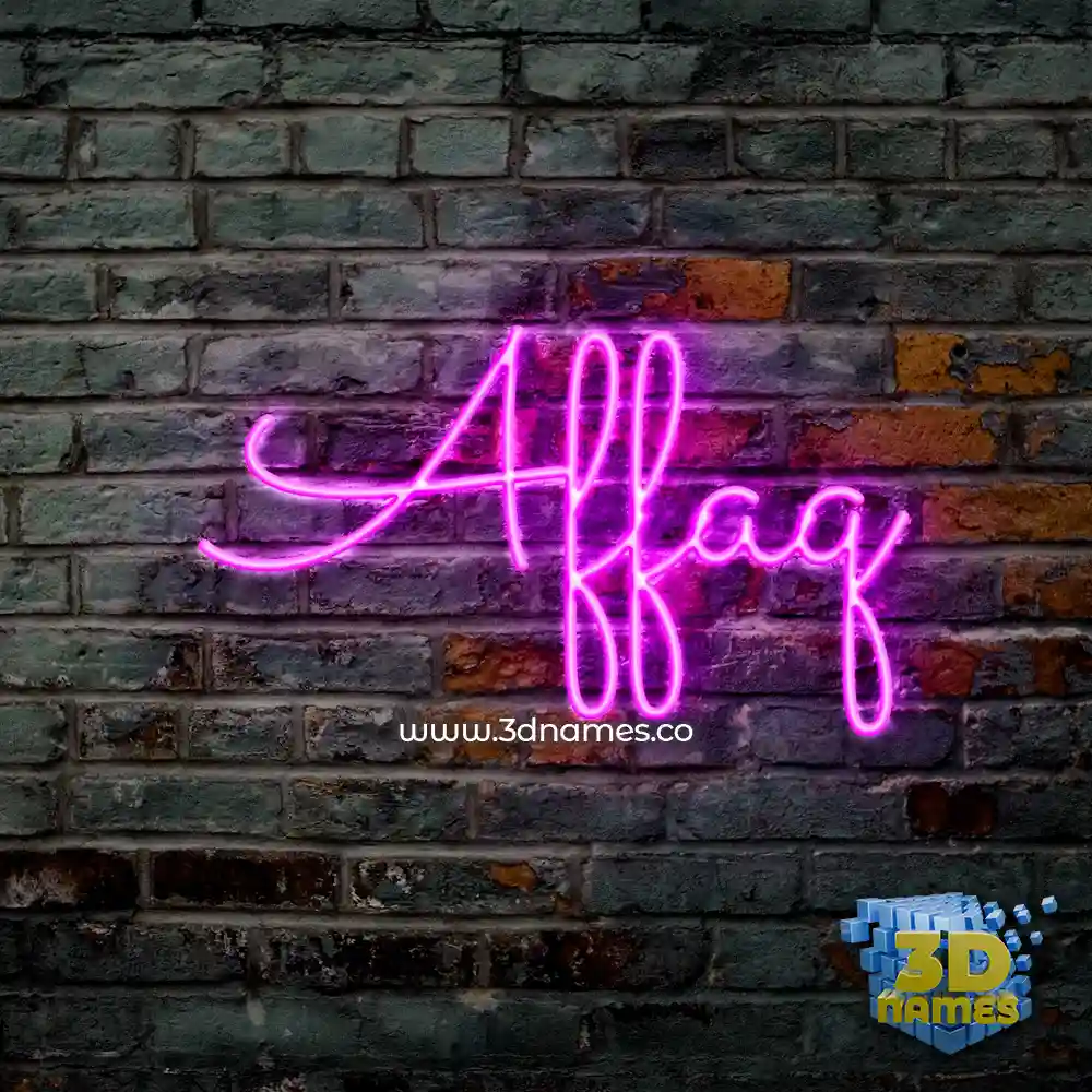 affaq in Pink Neon style - 3D name wallpaper