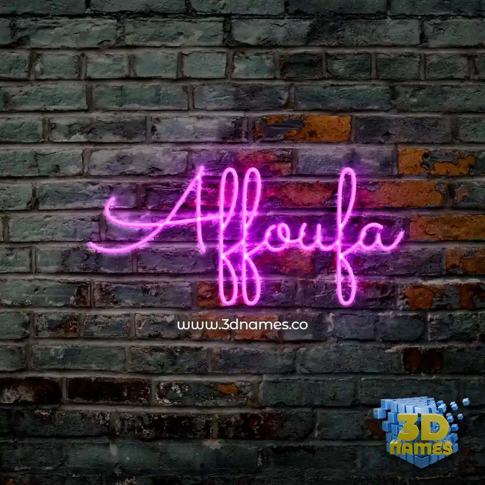 affoufa in Pink Neon style - 3D name wallpaper