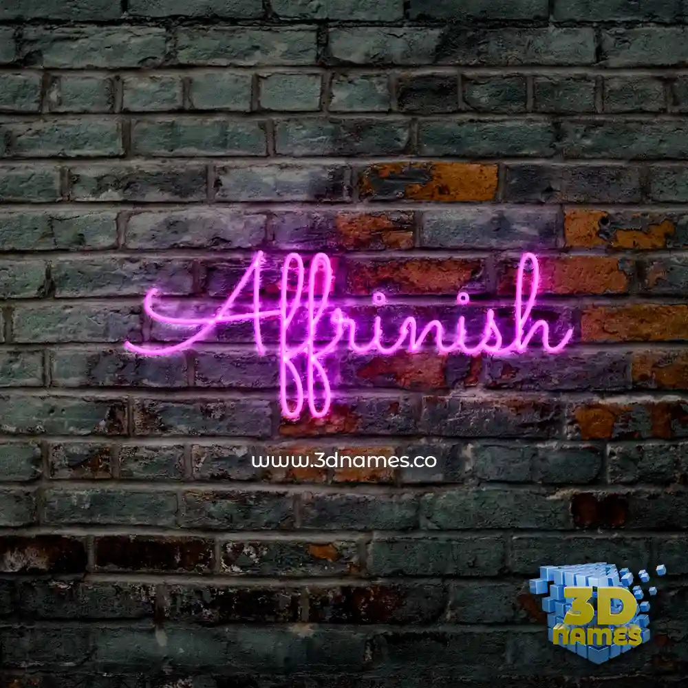 affrinish in Pink Neon style - 3D name wallpaper