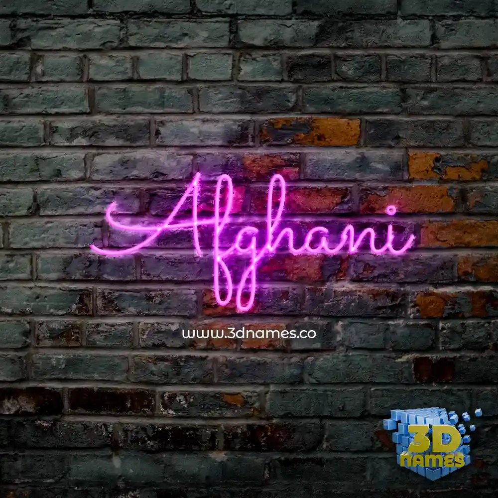 afghani in Pink Neon style - 3D name wallpaper