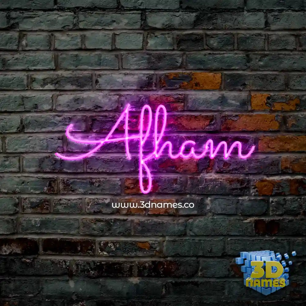 afham in Pink Neon style - 3D name wallpaper
