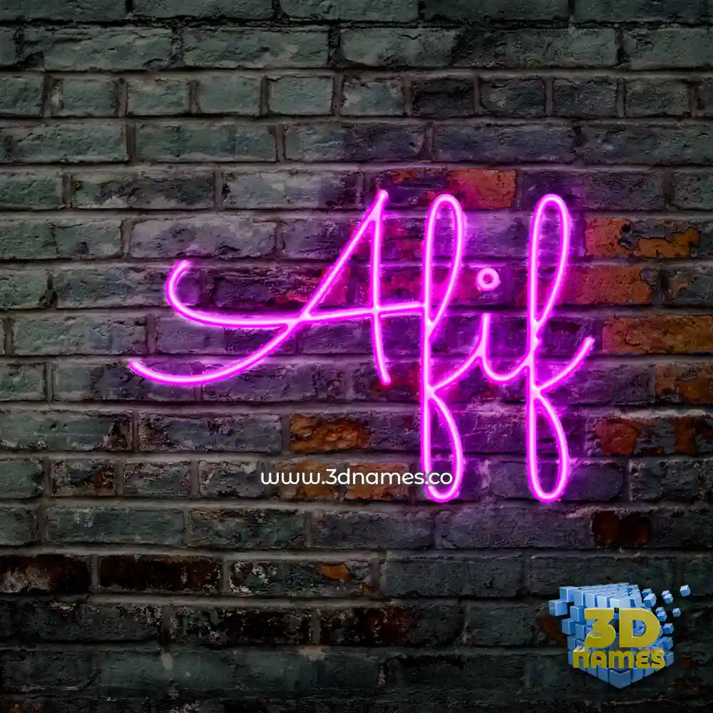 afif in Pink Neon style - 3D name wallpaper