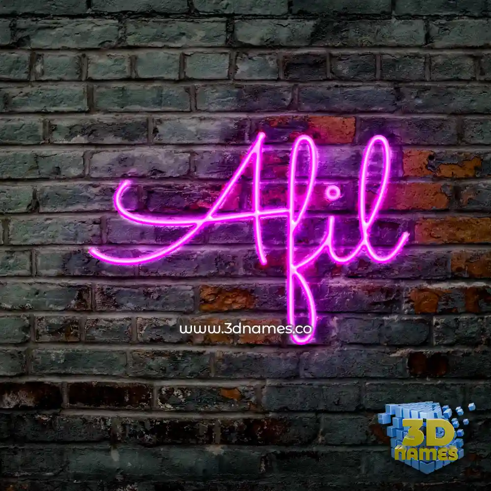 afil in Pink Neon style - 3D name wallpaper