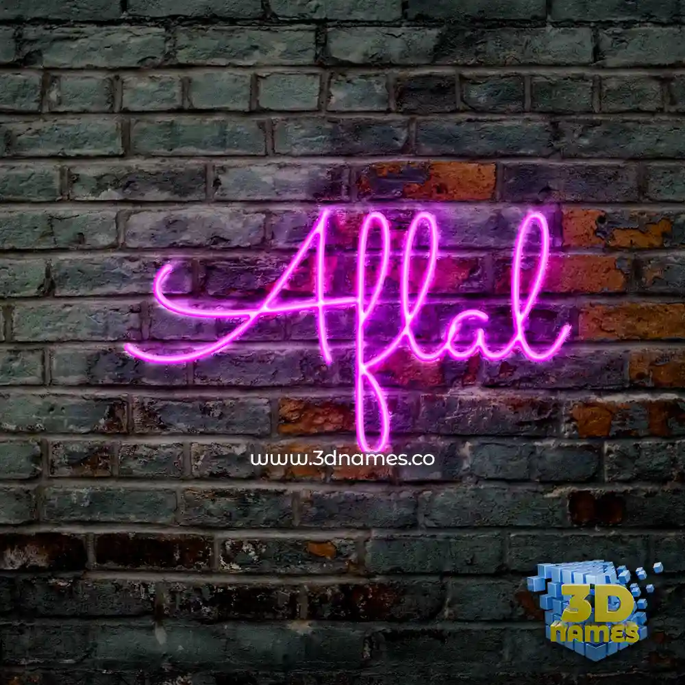 aflal in Pink Neon style - 3D name wallpaper