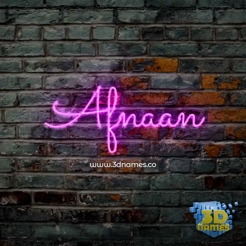 afnaan in Pink Neon style - 3D name wallpaper