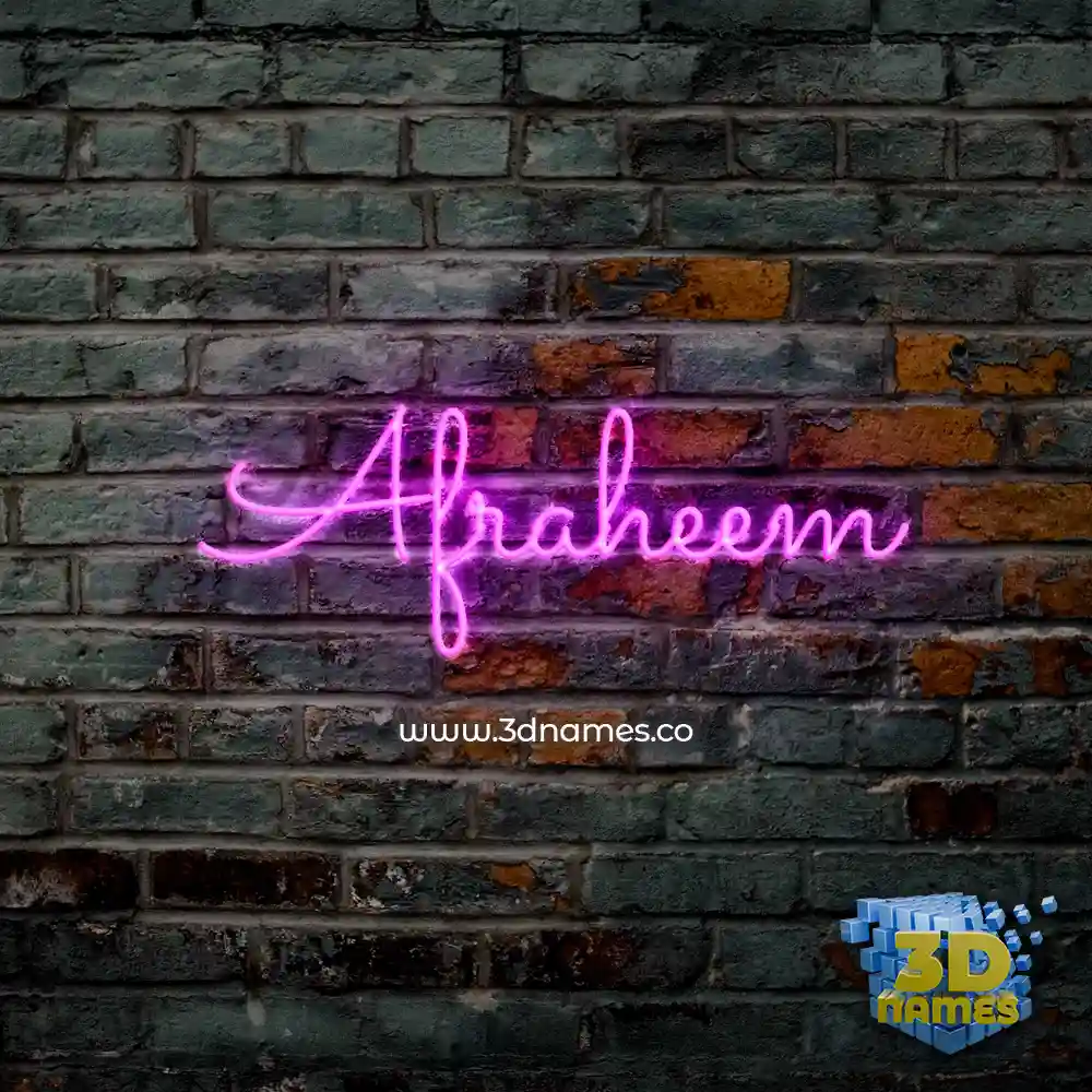 afraheem in Pink Neon style - 3D name wallpaper