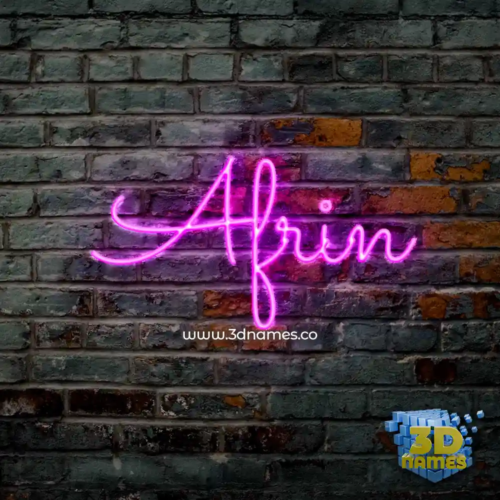 afrin in Pink Neon style - 3D name wallpaper