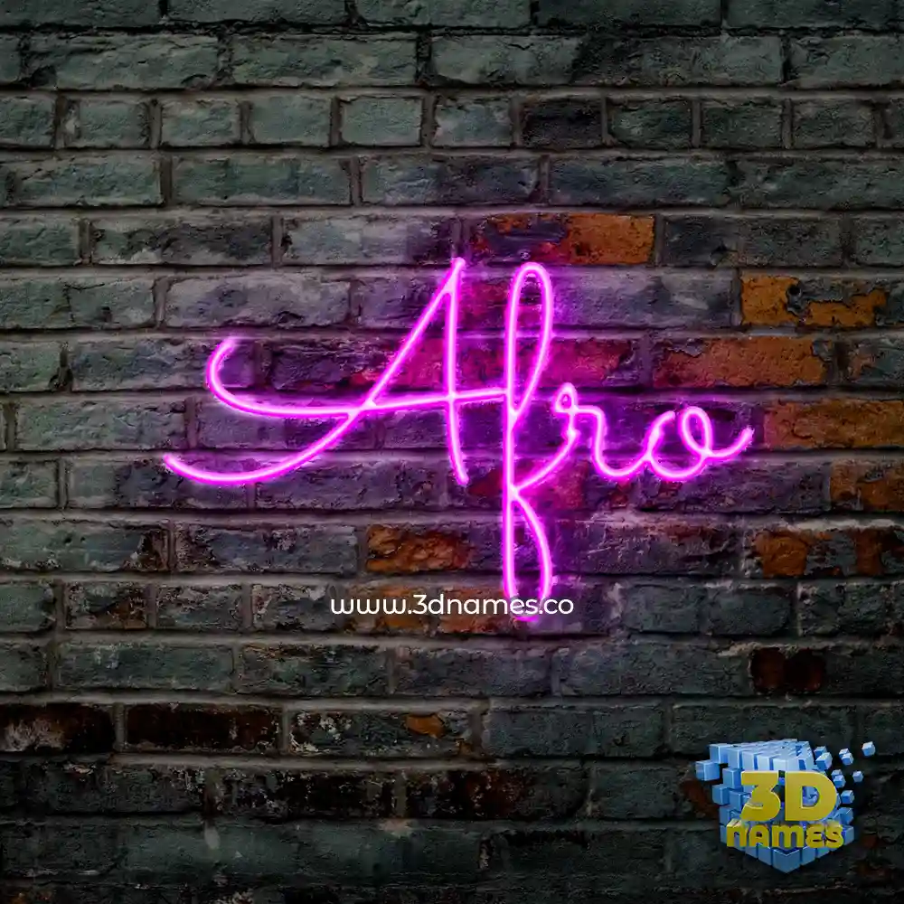 afro in Pink Neon style - 3D name wallpaper