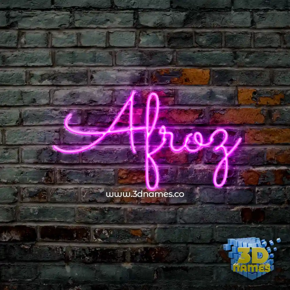 afroz in Pink Neon style - 3D name wallpaper