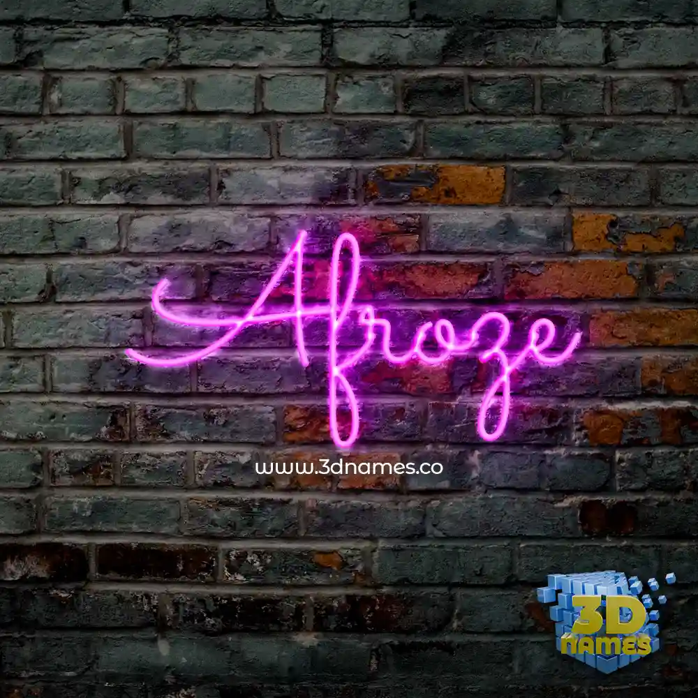 afroze in Pink Neon style - 3D name wallpaper