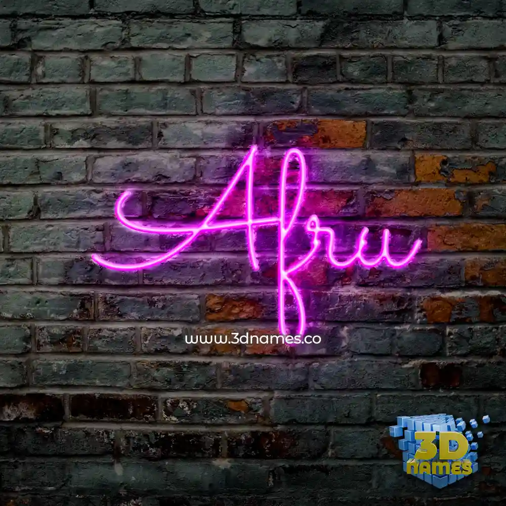afru in Pink Neon style - 3D name wallpaper