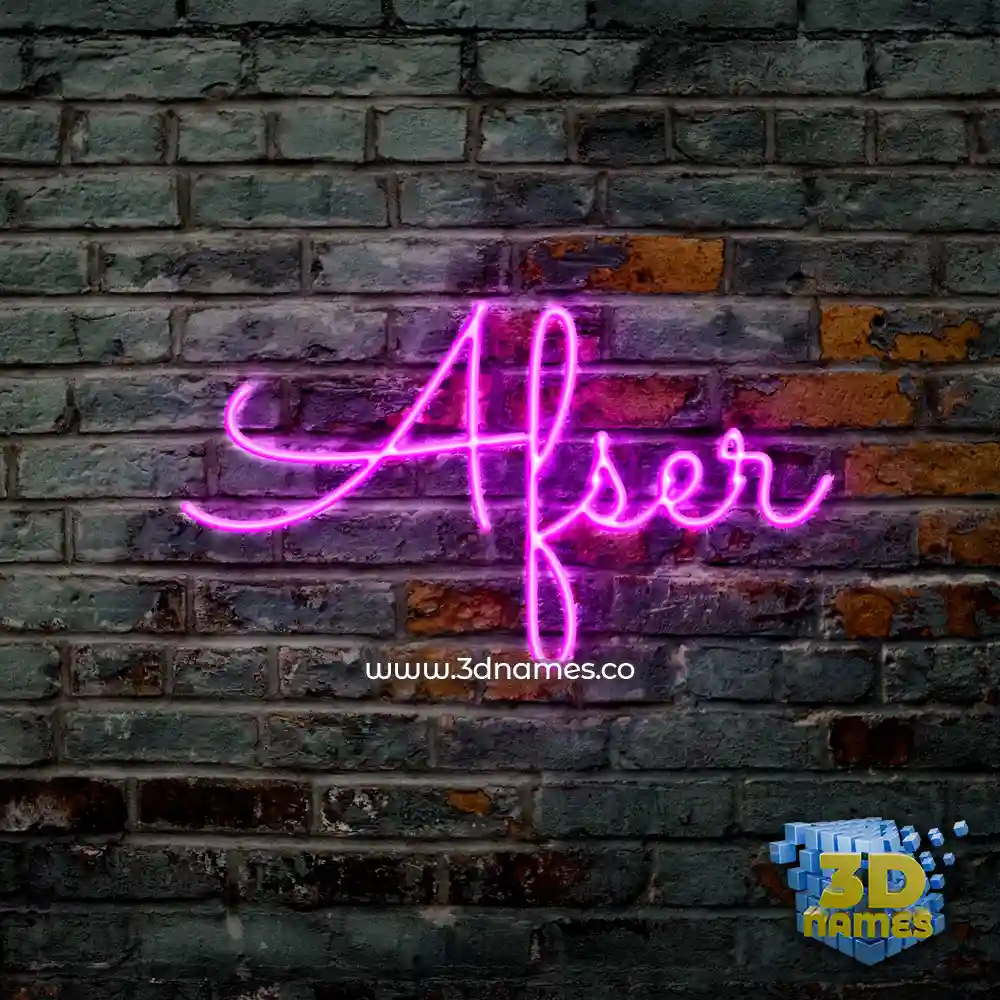 afser in Pink Neon style - 3D name wallpaper