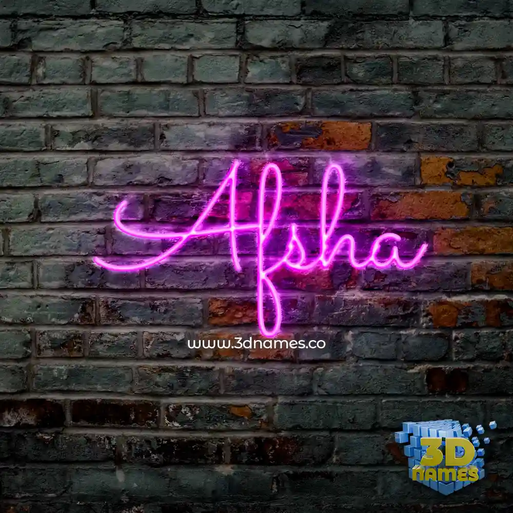 afsha in Pink Neon style - 3D name wallpaper