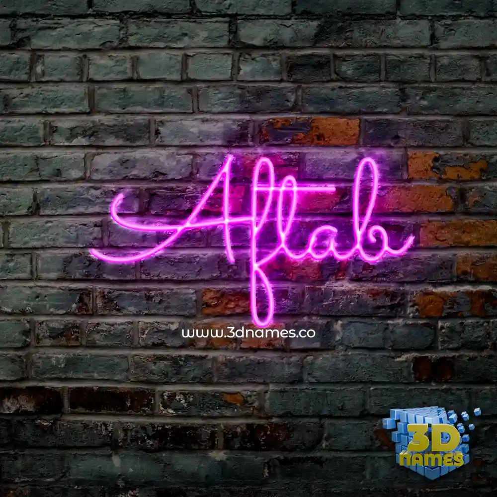 aftab in Pink Neon style - 3D name wallpaper