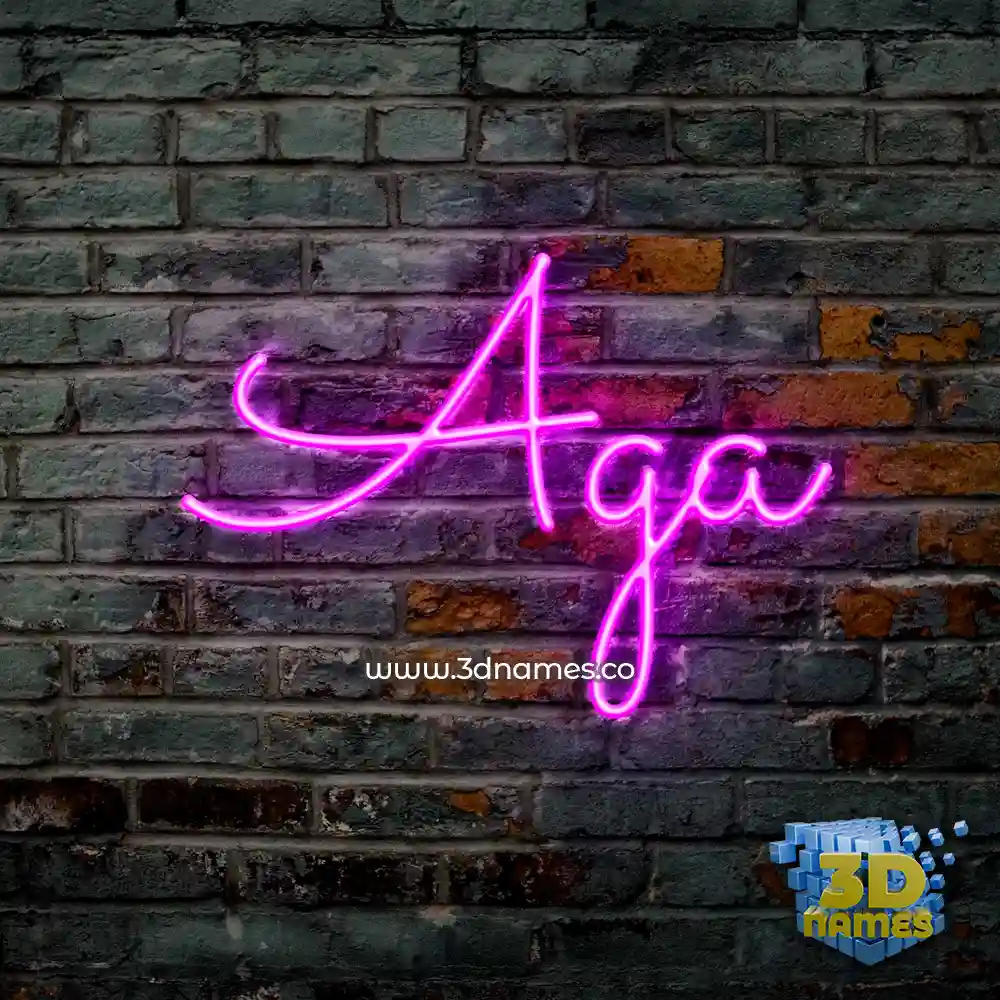 aga in Pink Neon style - 3D name wallpaper