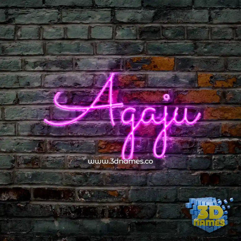 agaju in Pink Neon style - 3D name wallpaper