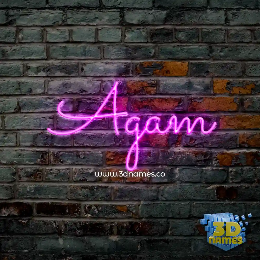 agam in Pink Neon style - 3D name wallpaper