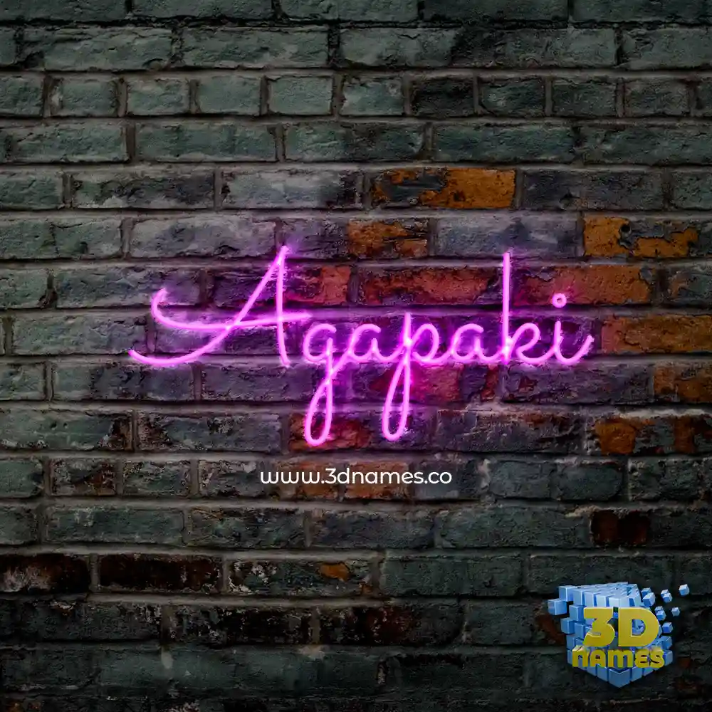 agapaki in Pink Neon style - 3D name wallpaper