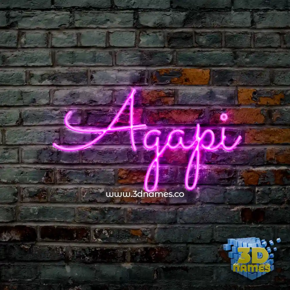 agapi in Pink Neon style - 3D name wallpaper