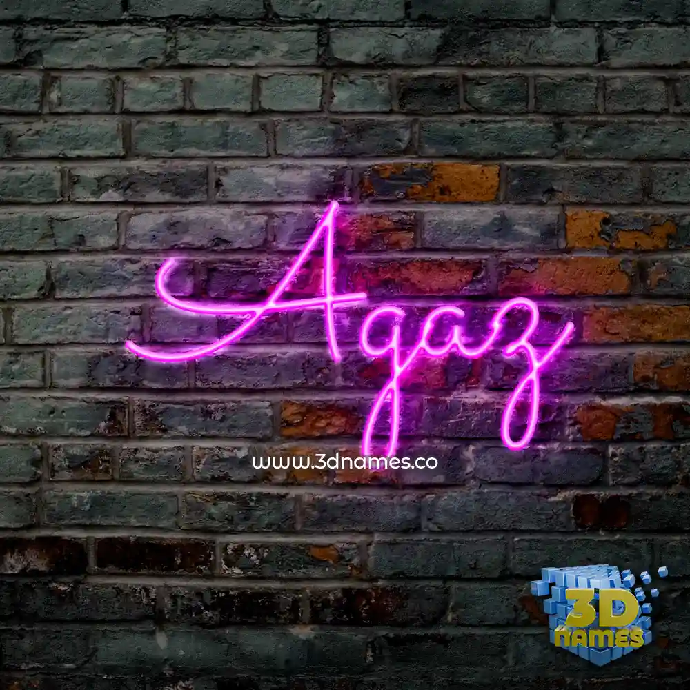 agaz in Pink Neon style - 3D name wallpaper