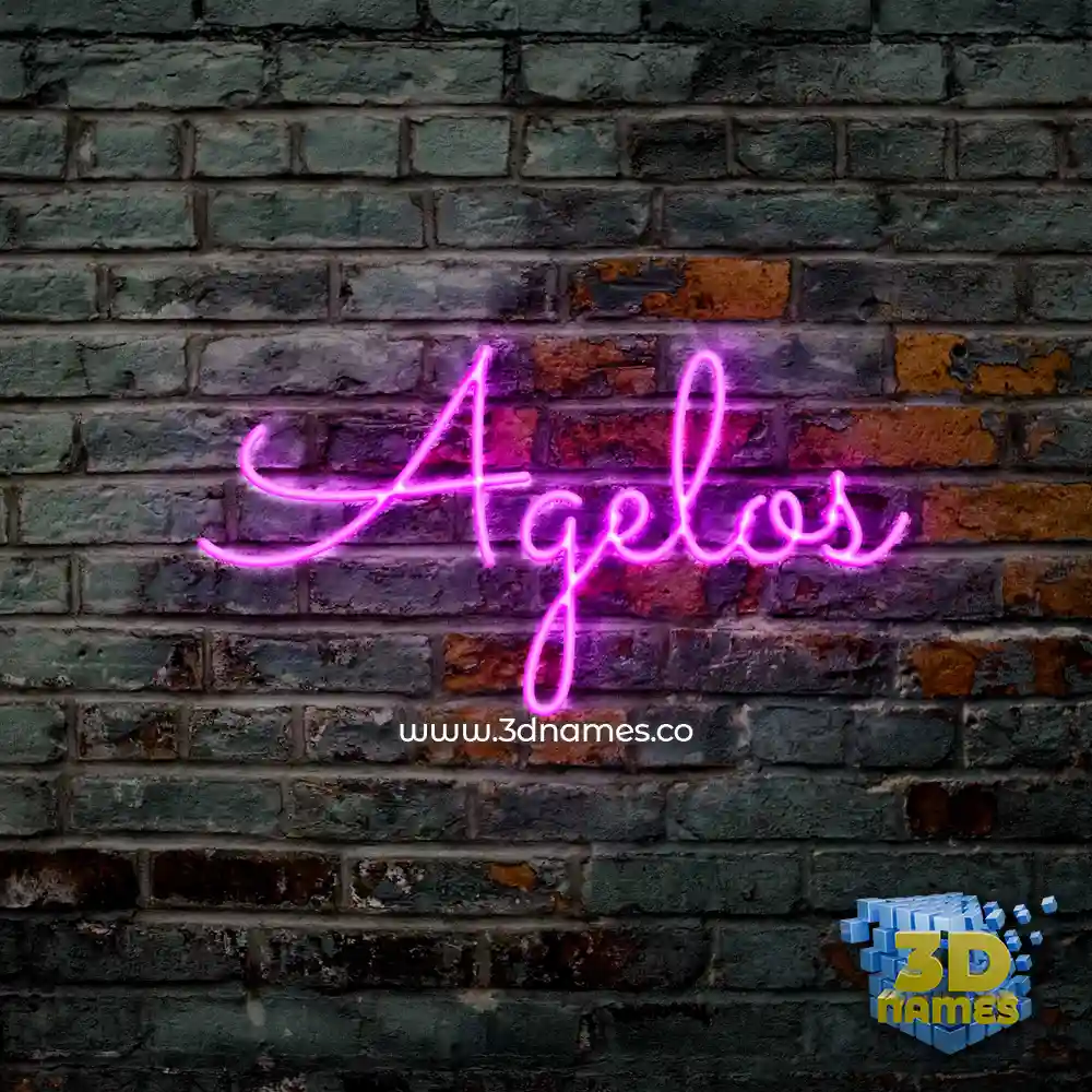 agelos in Pink Neon style - 3D name wallpaper